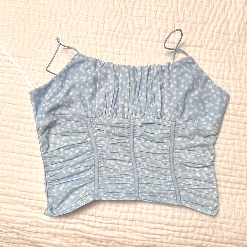 Blue floral tank top